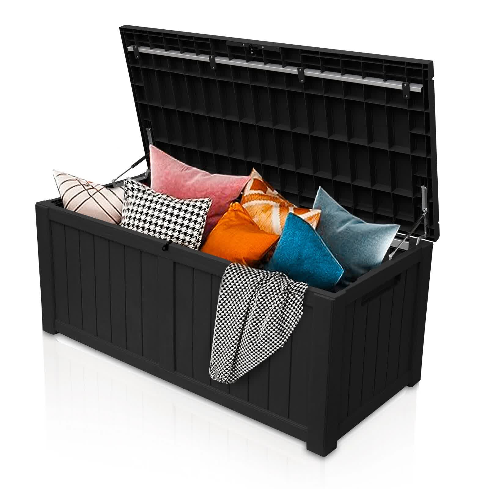 120 Gallon Deck Box Storage — Outdoor Patio Chest Organizer, Black retailer listing image