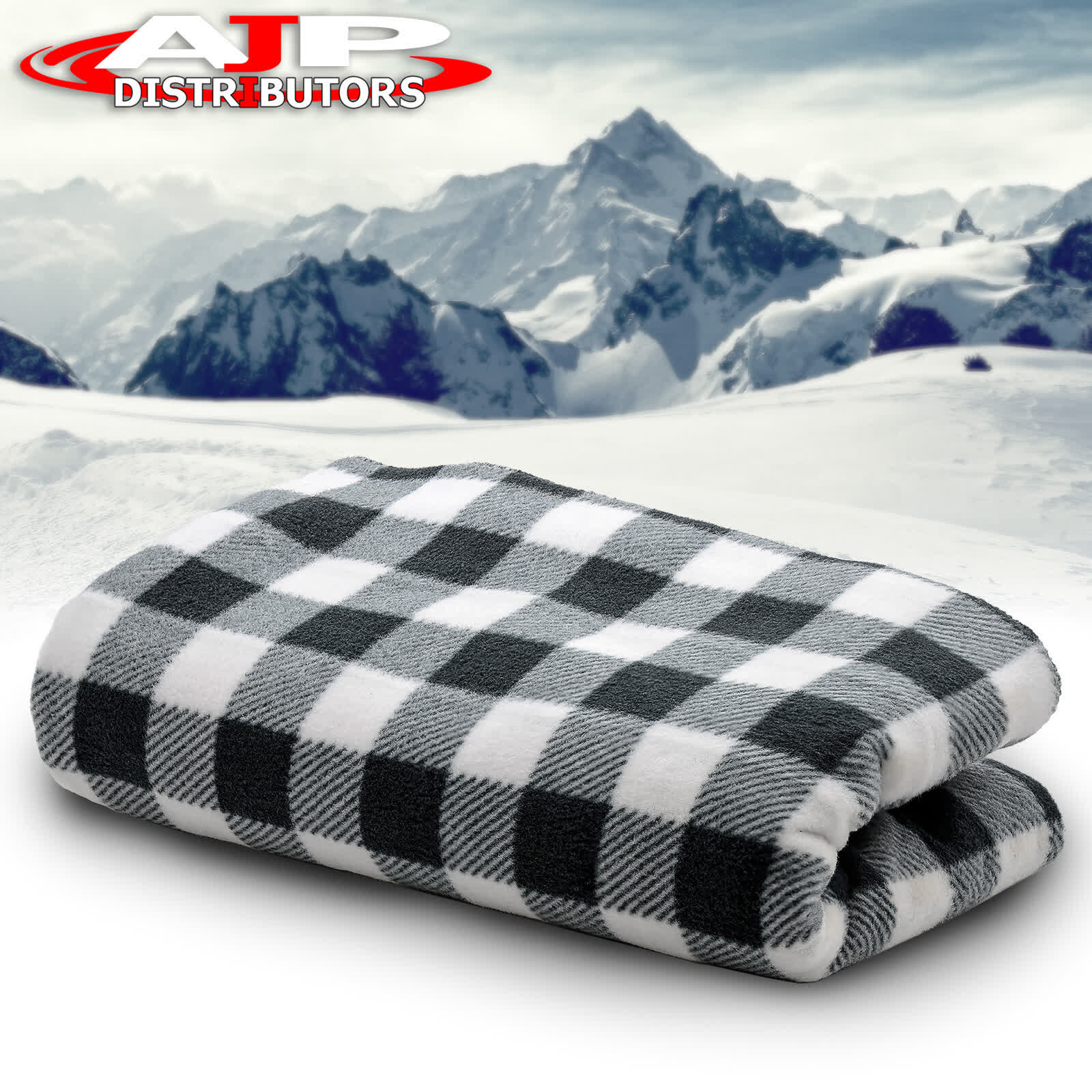 12V Heated Electric Fleece Blanket — Black/White Plaid retailer listing image