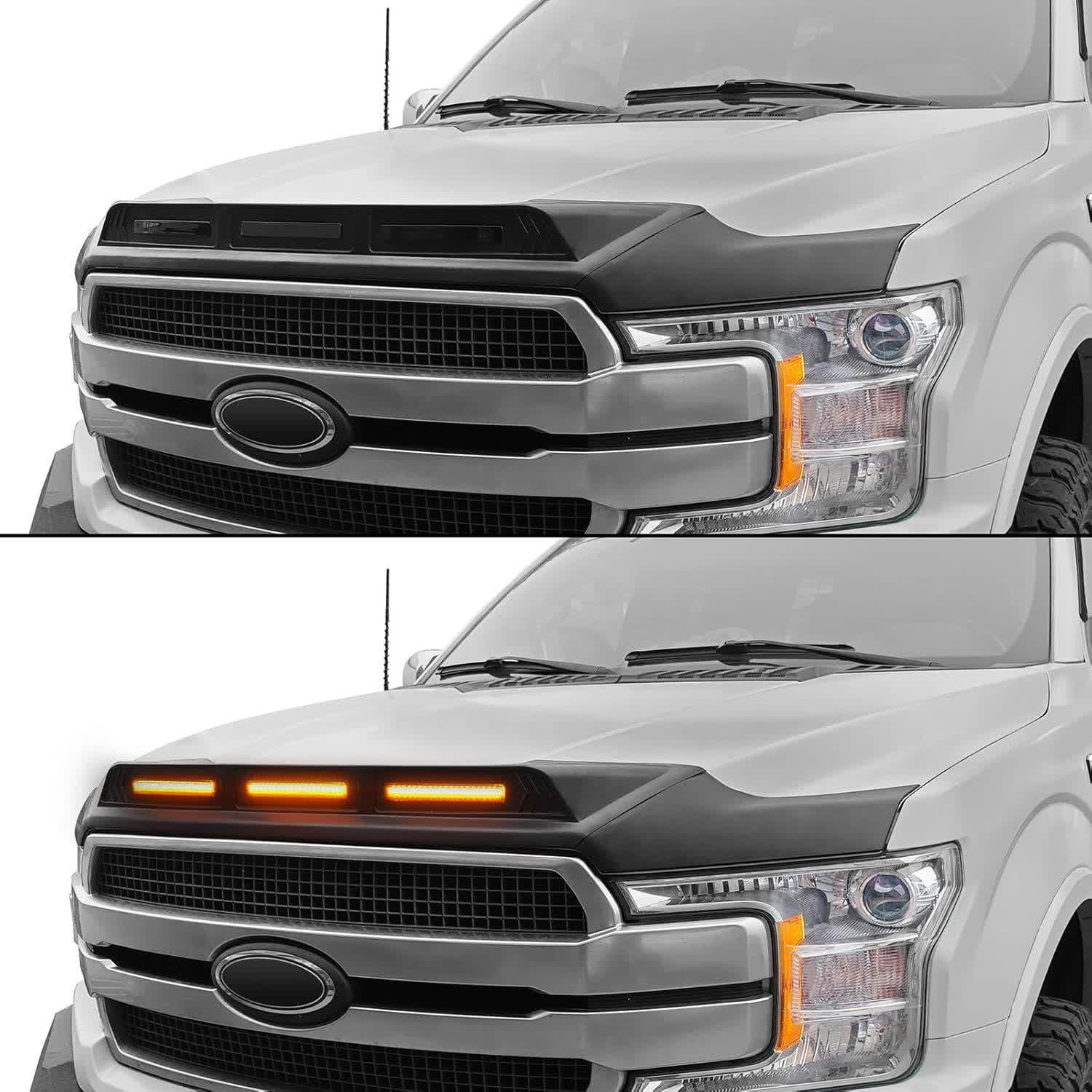 Hooke Road Hood Protector Bug Deflector with Amber Lights — 2015–2020 F-150 retailer listing image