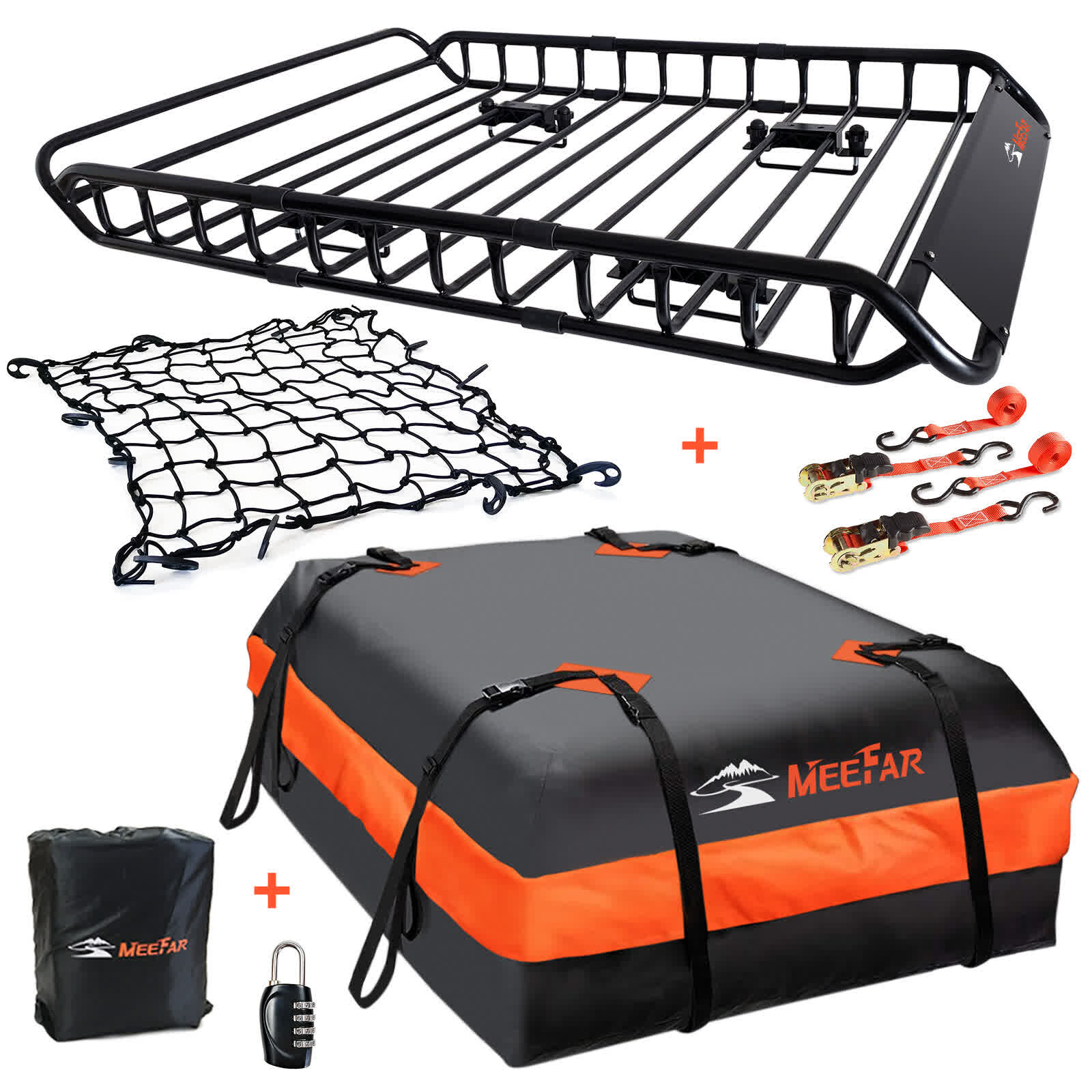 MeeFar Roof Basket + 15 cu ft Waterproof Bag Combo retailer listing image
