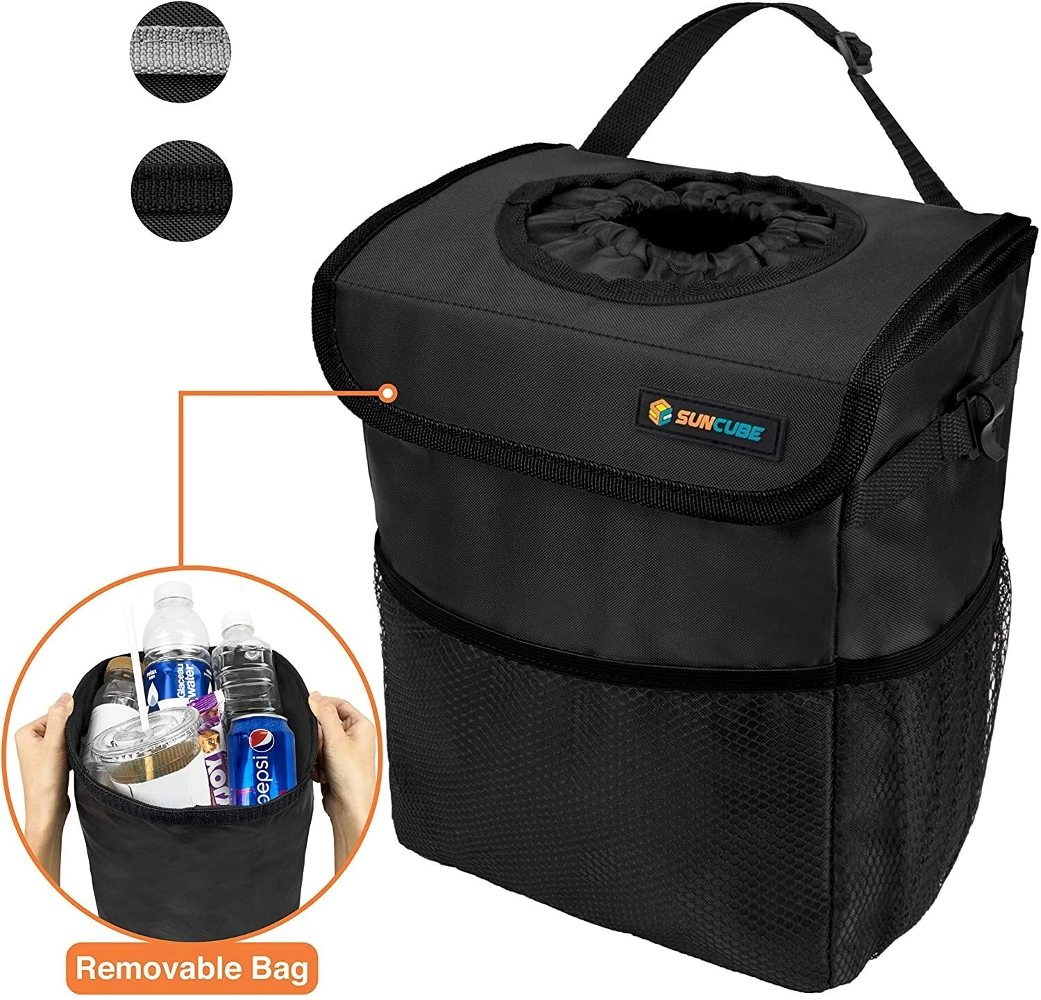 Portable Car Trash Can & Organizer — Waterproof, Black retailer listing image