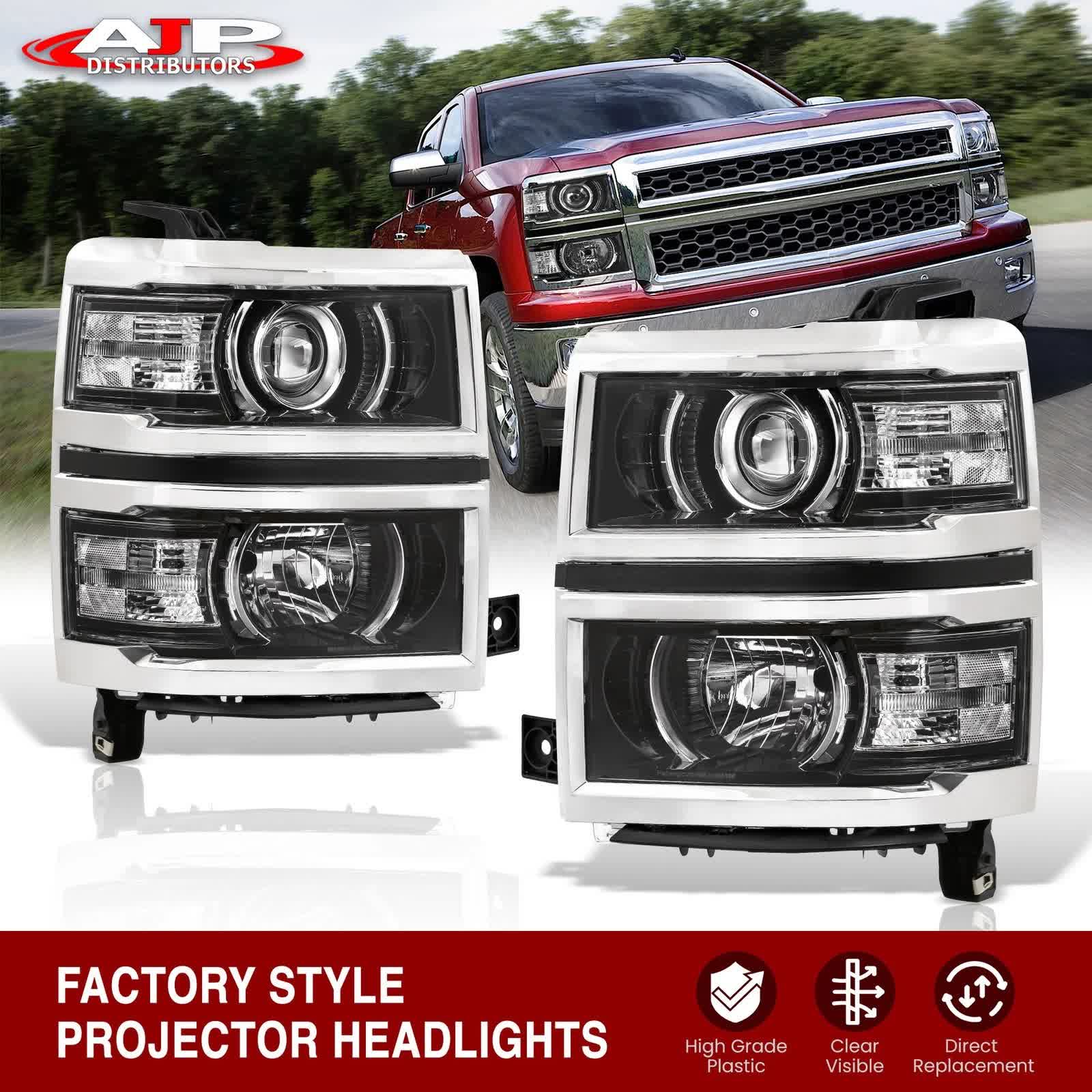 Black Clear Projector Head Lights LH RH — 2014–2015 Chevy Silverado 1500 retailer listing image