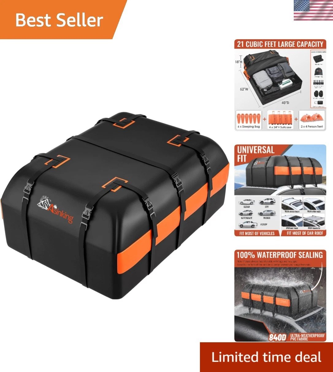 Waterproof Roof Cargo Bag — 21 cu ft retailer listing image